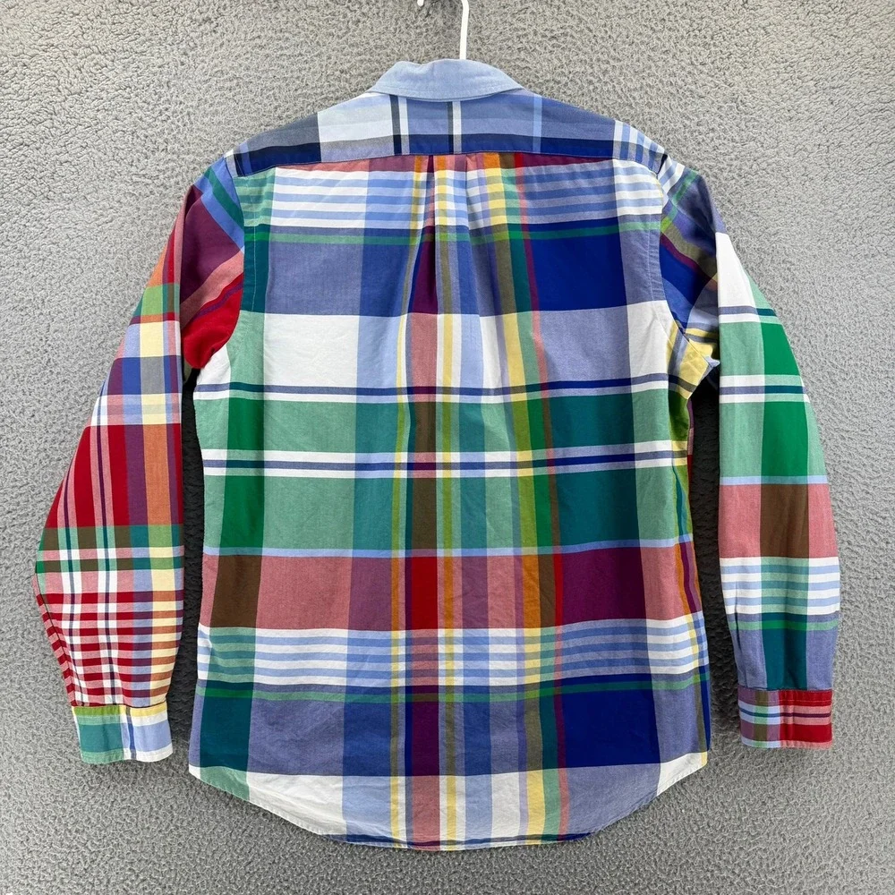 Polo Ralph Lauren Men L Classic Fit Patchwork Plaid Button Down Shirt Multicolor
